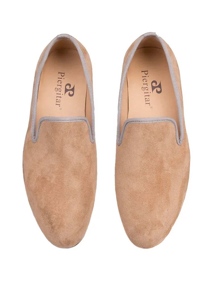 Summer new imported nubuck leather suede slip-on British loafers with breathable leather lining and trendy smoking shoes