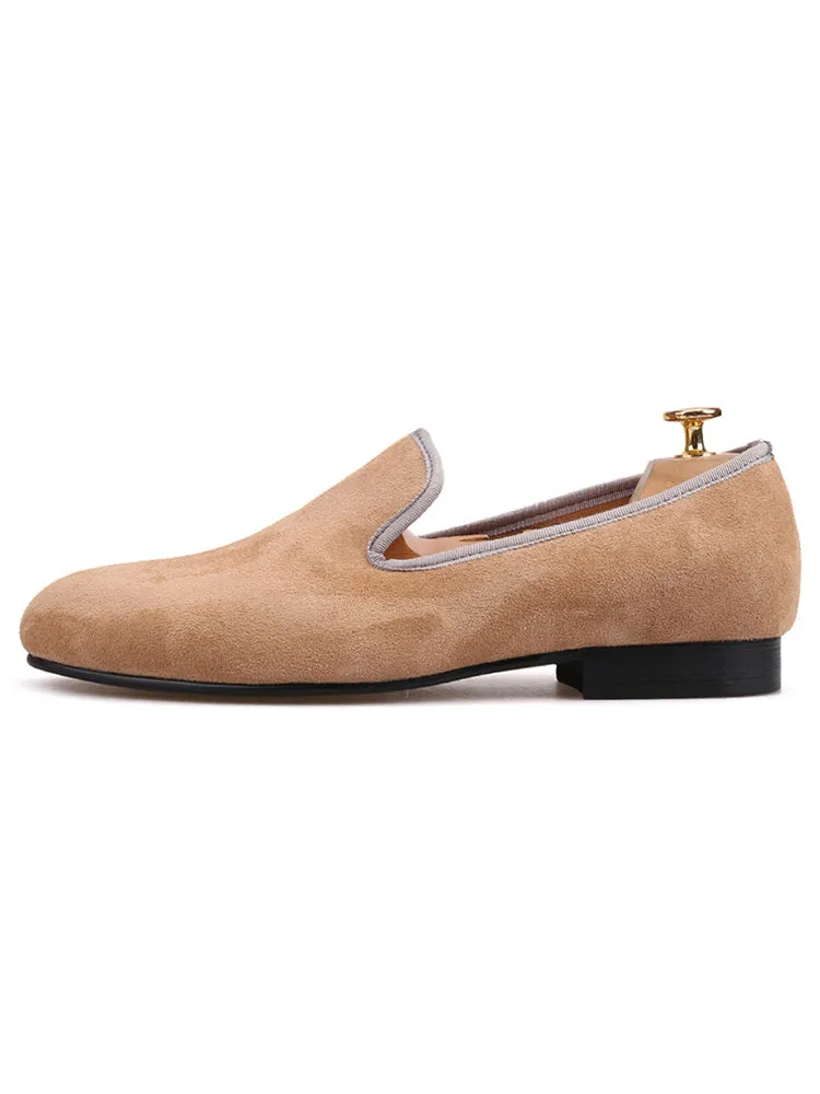 Summer new imported nubuck leather suede slip-on British loafers with breathable leather lining and trendy smoking shoes