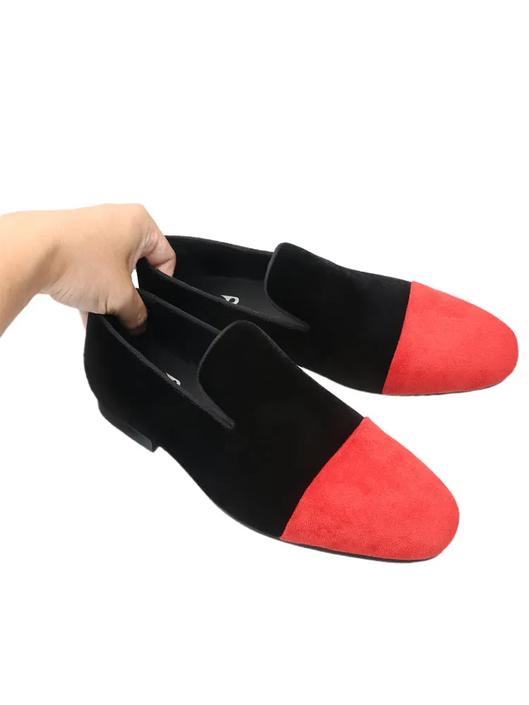 Summer new style breathable genuine leather lined men's loafers European and American style spliced velvet slip-on slip-on shoes for men