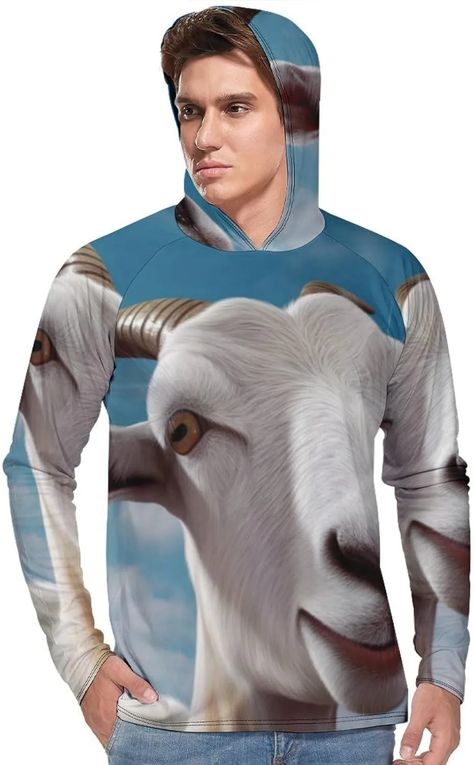 Sun Protection Shirt Long Sleeve Hoodie Goat Lightweight Rash Guard Quick Dry Sun Shirt for Outdoor