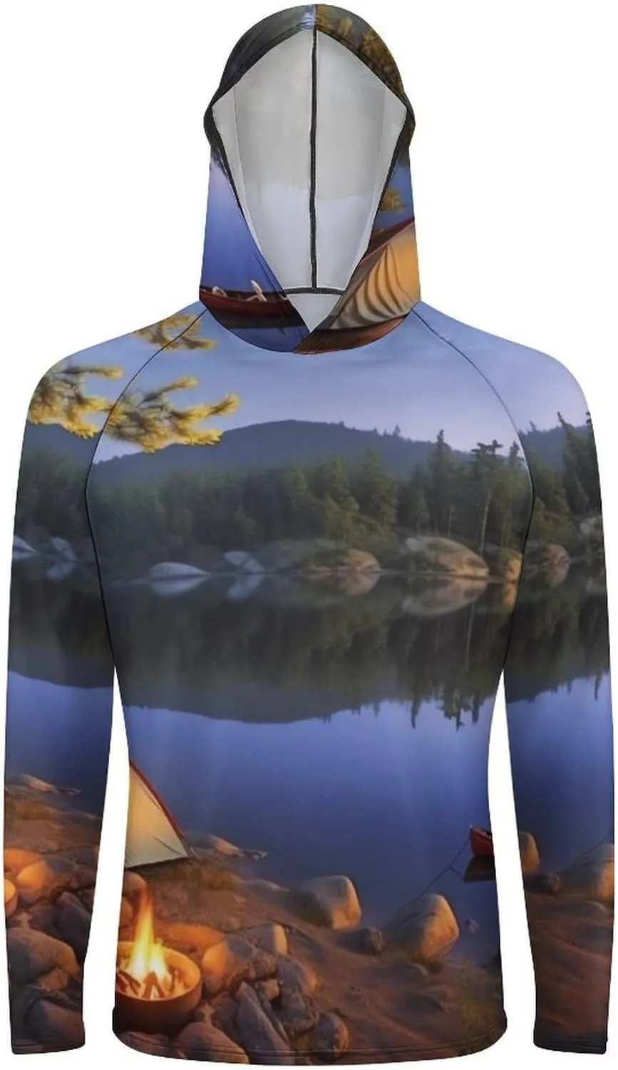 Sun Protection Shirt Long Sleeve Hoodie Lake Camping Lightweight Rash Guard Quick Dry Sun Shirt for Outdoor