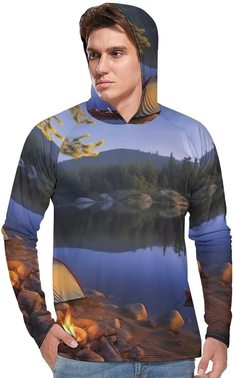 Sun Protection Shirt Long Sleeve Hoodie Lake Camping Lightweight Rash Guard Quick Dry Sun Shirt for Outdoor