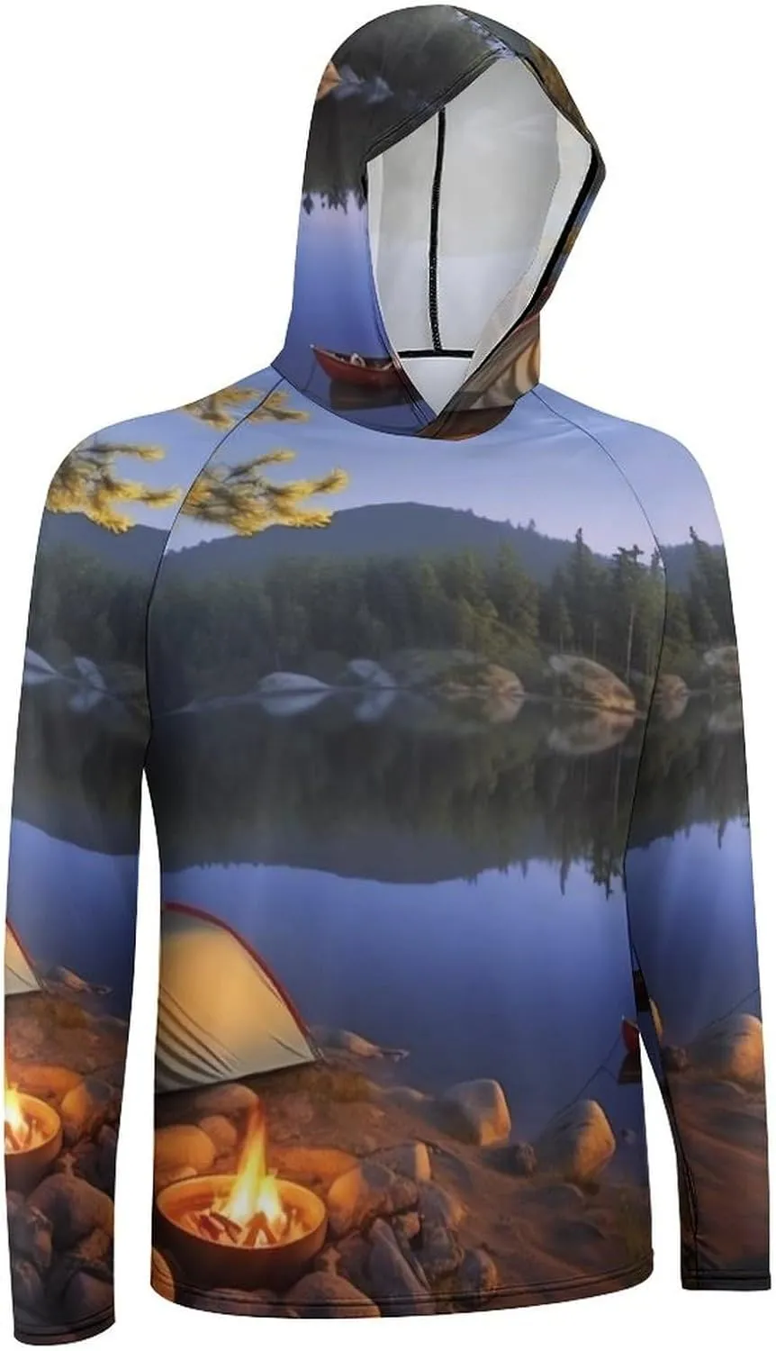 Sun Protection Shirt Long Sleeve Hoodie Lake Camping Lightweight Rash Guard Quick Dry Sun Shirt for Outdoor