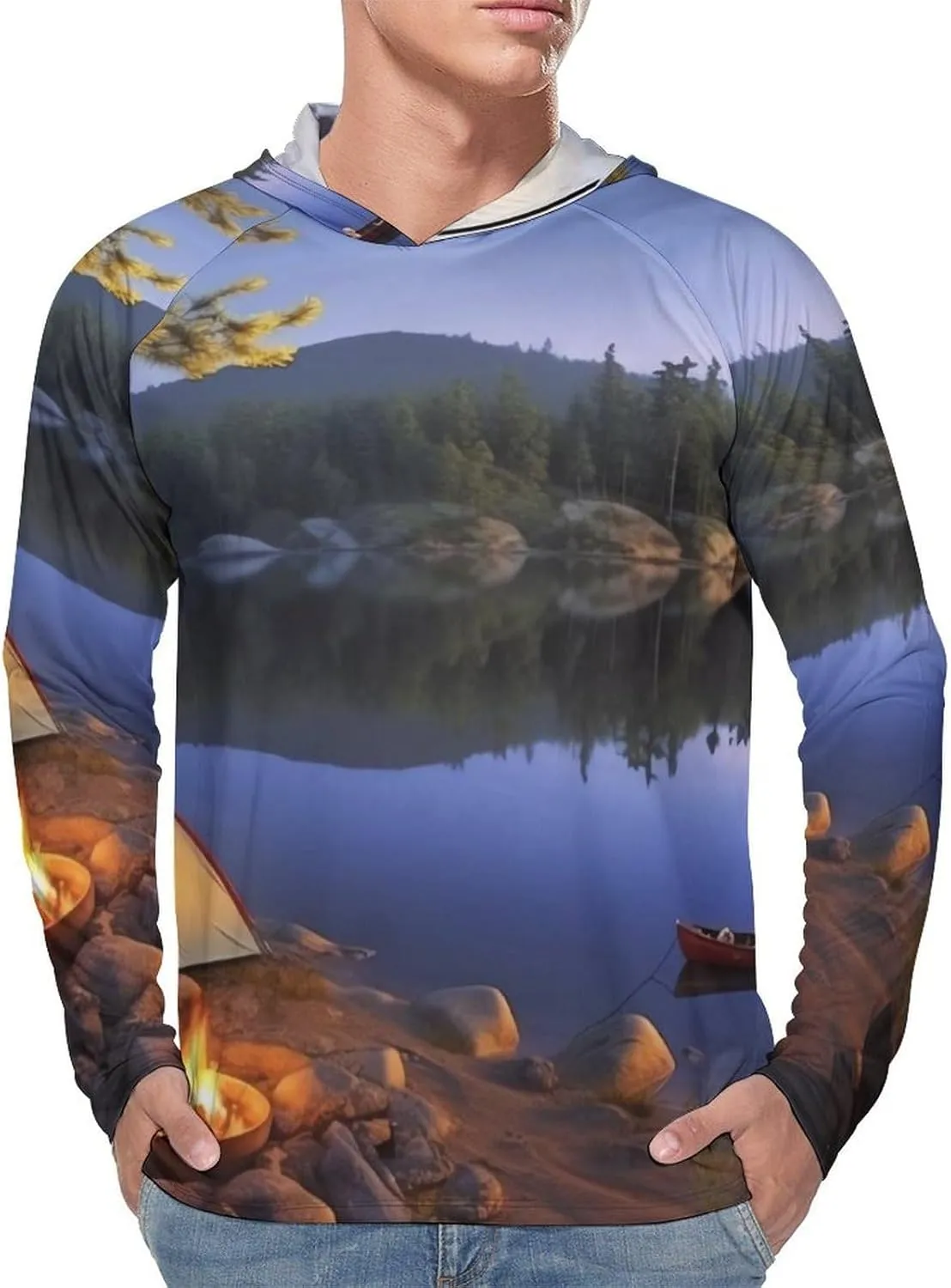 Sun Protection Shirt Long Sleeve Hoodie Lake Camping Lightweight Rash Guard Quick Dry Sun Shirt for Outdoor