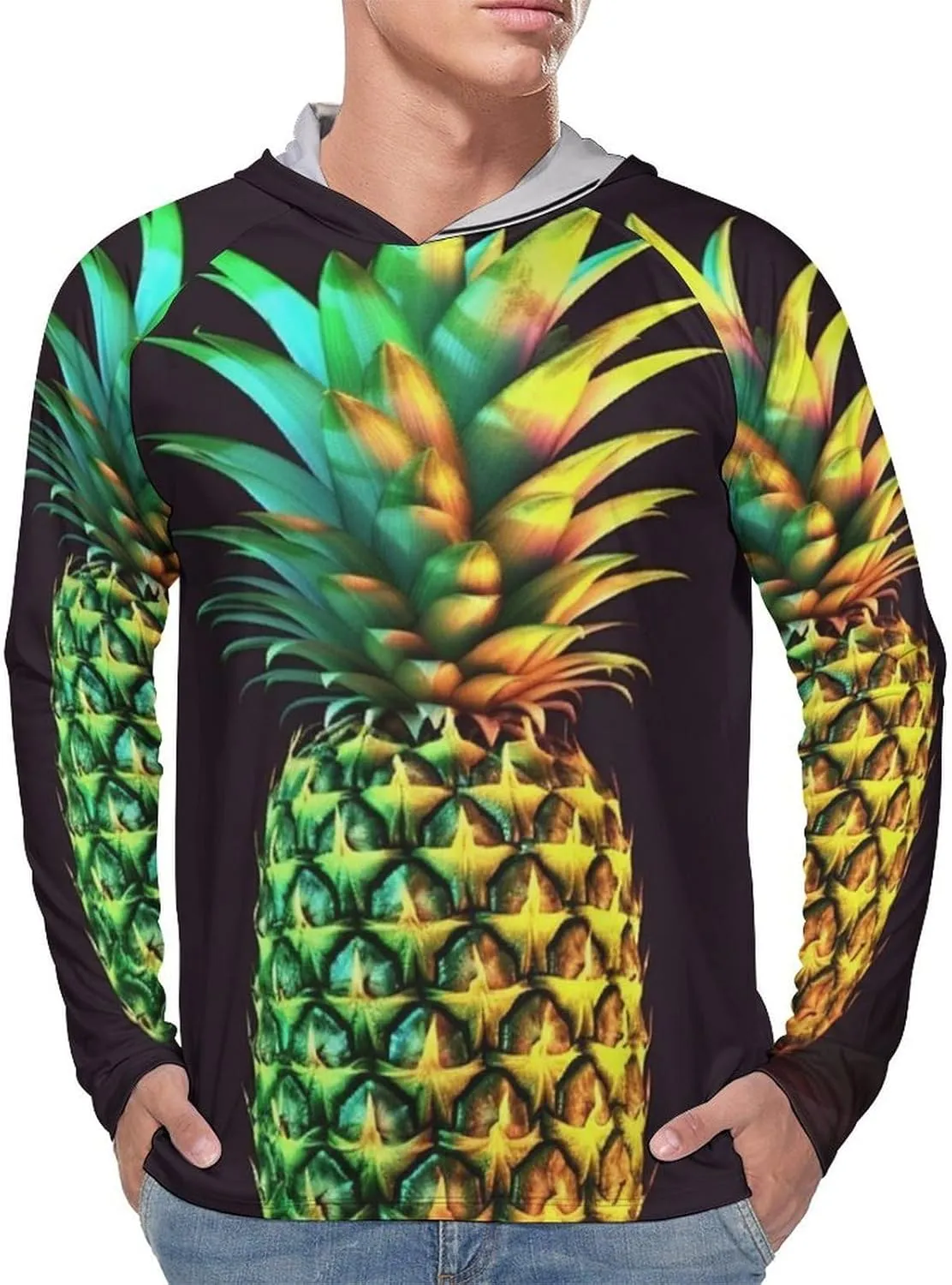 Sun Protection Shirt Long Sleeve Hoodie Pineapple Lightweight Rash Guard Quick Dry Sun Shirt for Outdoor