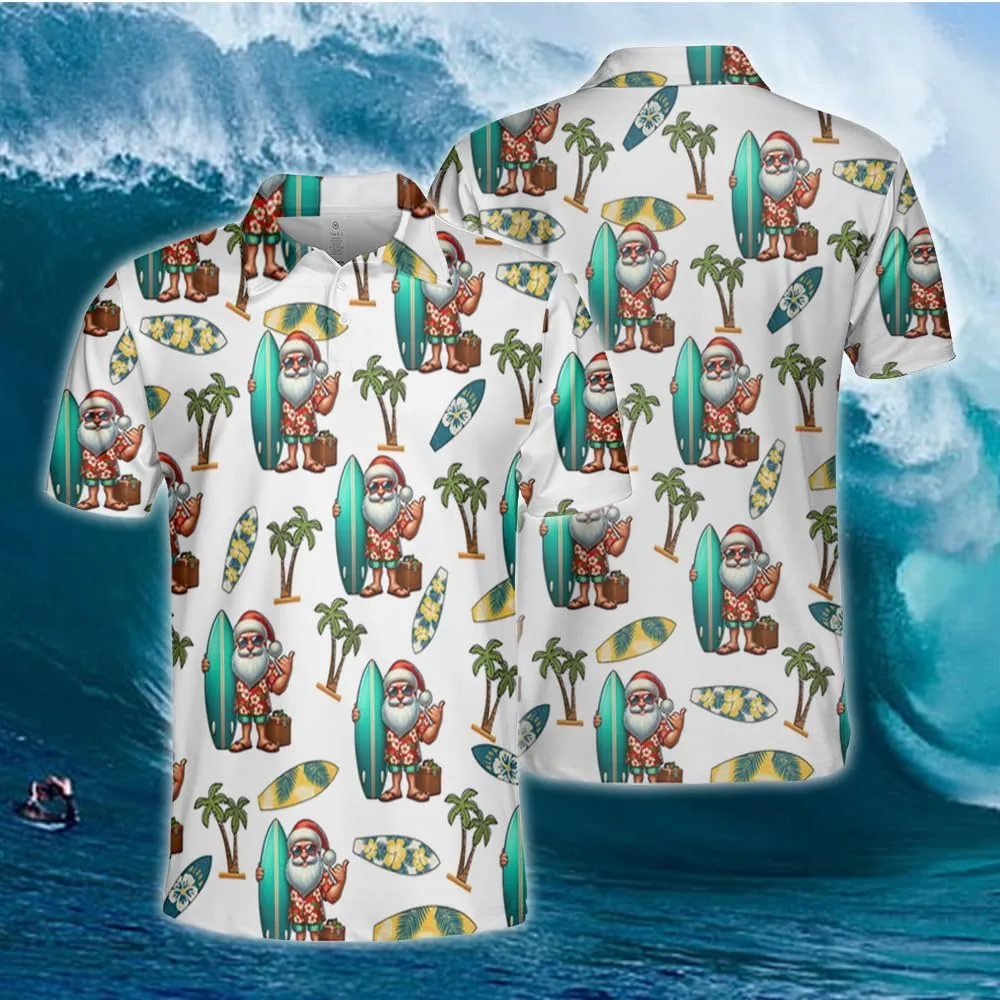 Surfboard Polo Shirts for Men - Ocean Lover Stylish Mens Goft Shirt Casual Short Sleeve Button Down Outfit Set 19
