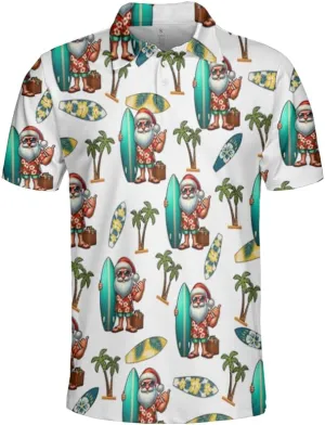 Surfboard Polo Shirts for Men - Ocean Lover Stylish Mens Goft Shirt Casual Short Sleeve Button Down Outfit Set 19