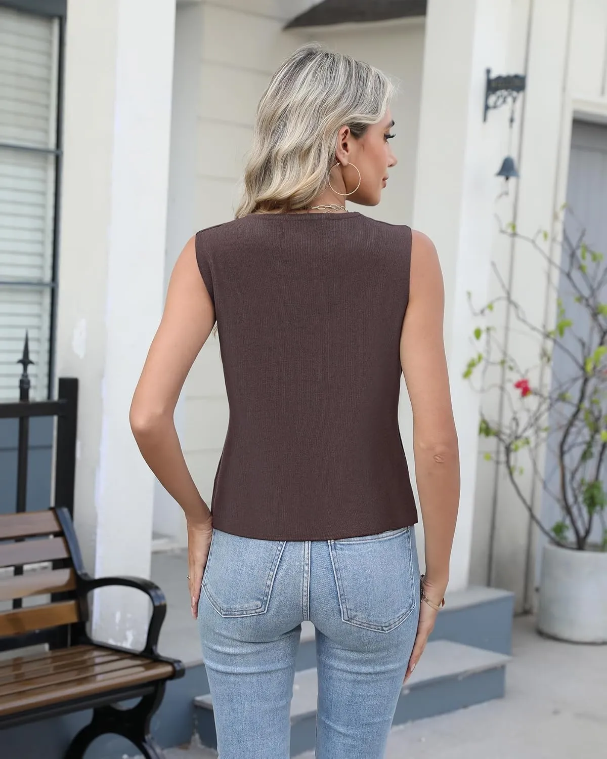 Sweater Vest Women Vest Tops Button Down Sleeveless Cute Vest 2025 Summer Spring Work Business Casual Outfits
