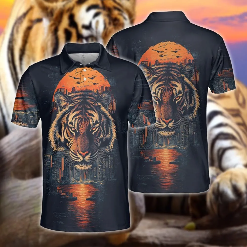 Tigre Polo Shirts for Men - Tigre Lover Stylish Mens Goft Shirt Casual Short Sleeve Button Down Outfit Set 52