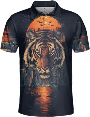 Tigre Polo Shirts for Men - Tigre Lover Stylish Mens Goft Shirt Casual Short Sleeve Button Down Outfit Set 52