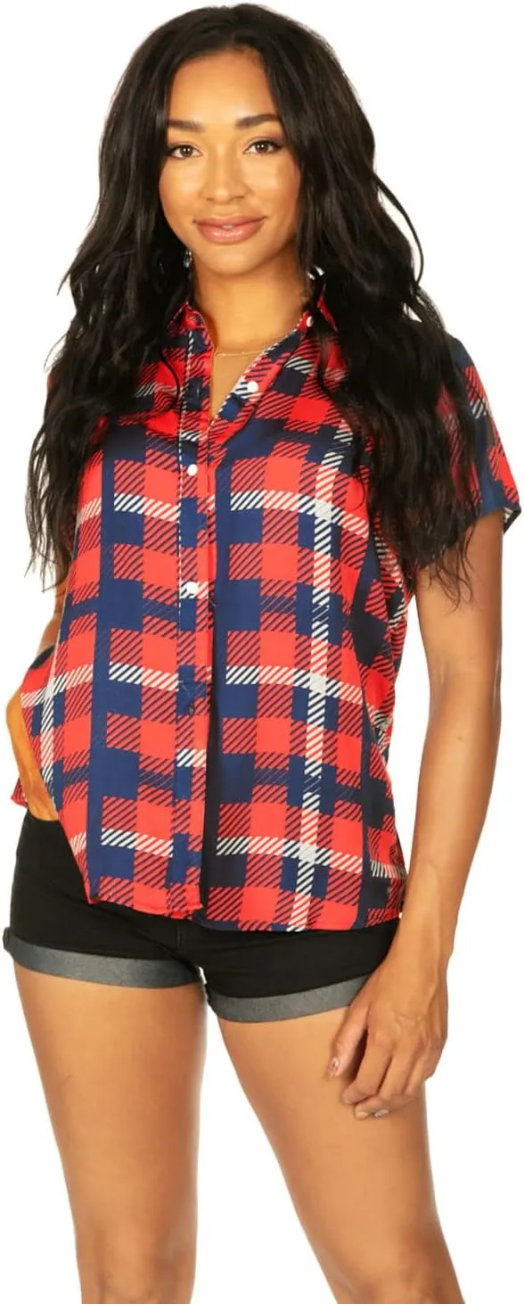 Tipsy Elves 4th of July Shirts for Women - Patriotic Women's Button Down Shirts