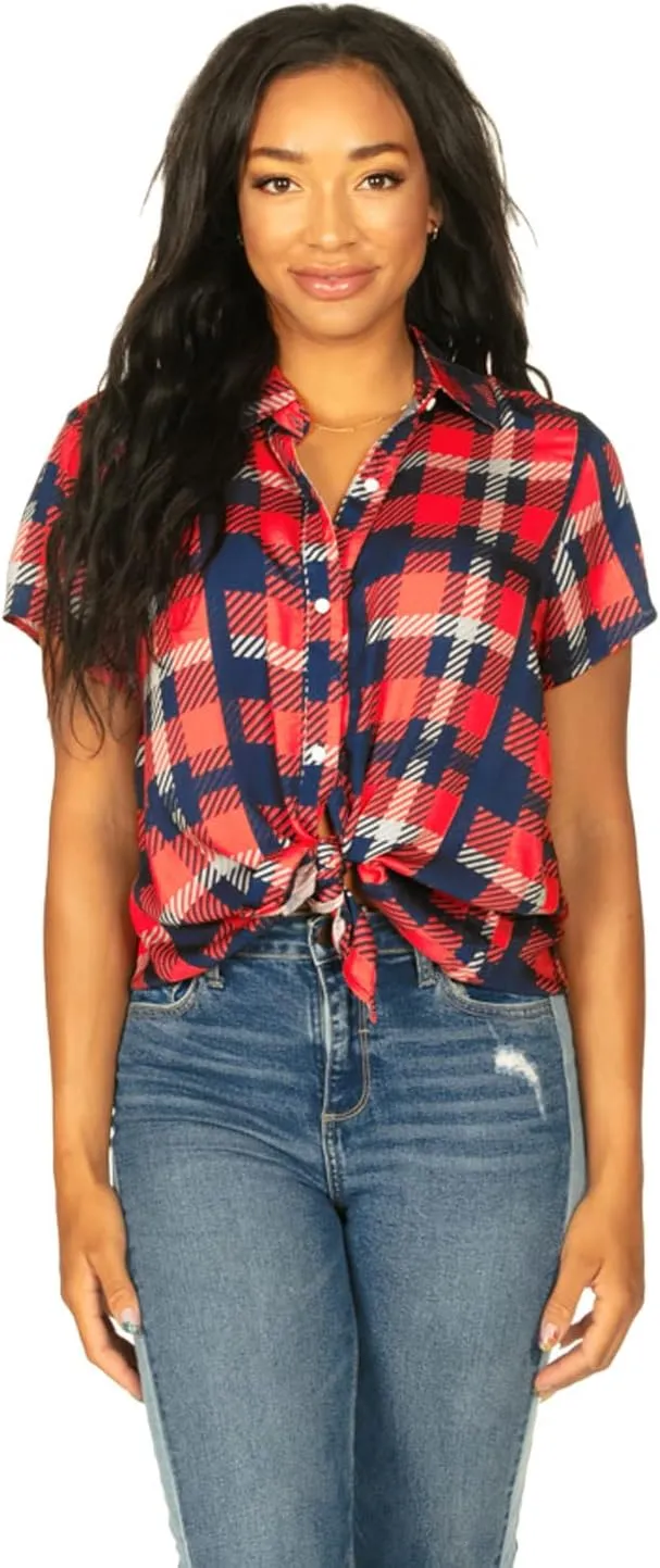 Tipsy Elves 4th of July Shirts for Women - Patriotic Women's Button Down Shirts