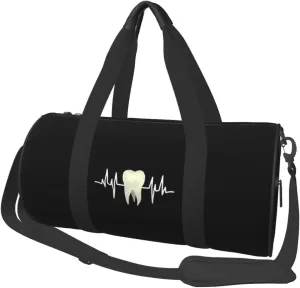 Tooth Heartbeat Dentist Dental Hygienist Hygiene Convertible Garment Bag with Shoulder Strap, Carry on Garment Duffel Bag for Men Women - Rolling Foldable for Travel Luggage Bags (Black)
