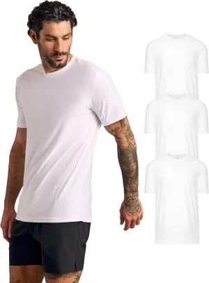 True Classic Workout Shirts for Men - Athletic Tops & Gym Shirts for Men, Quick-Dry Mens Workout Shirt, Pack of 3, White, XL