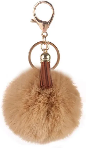 Unpafcxddyig Pom Poms Keychains Fluffy Pompoms Keyring with Tassel Pendants Faux Rabbit Fur Key Chain for Car Bag Charm,black