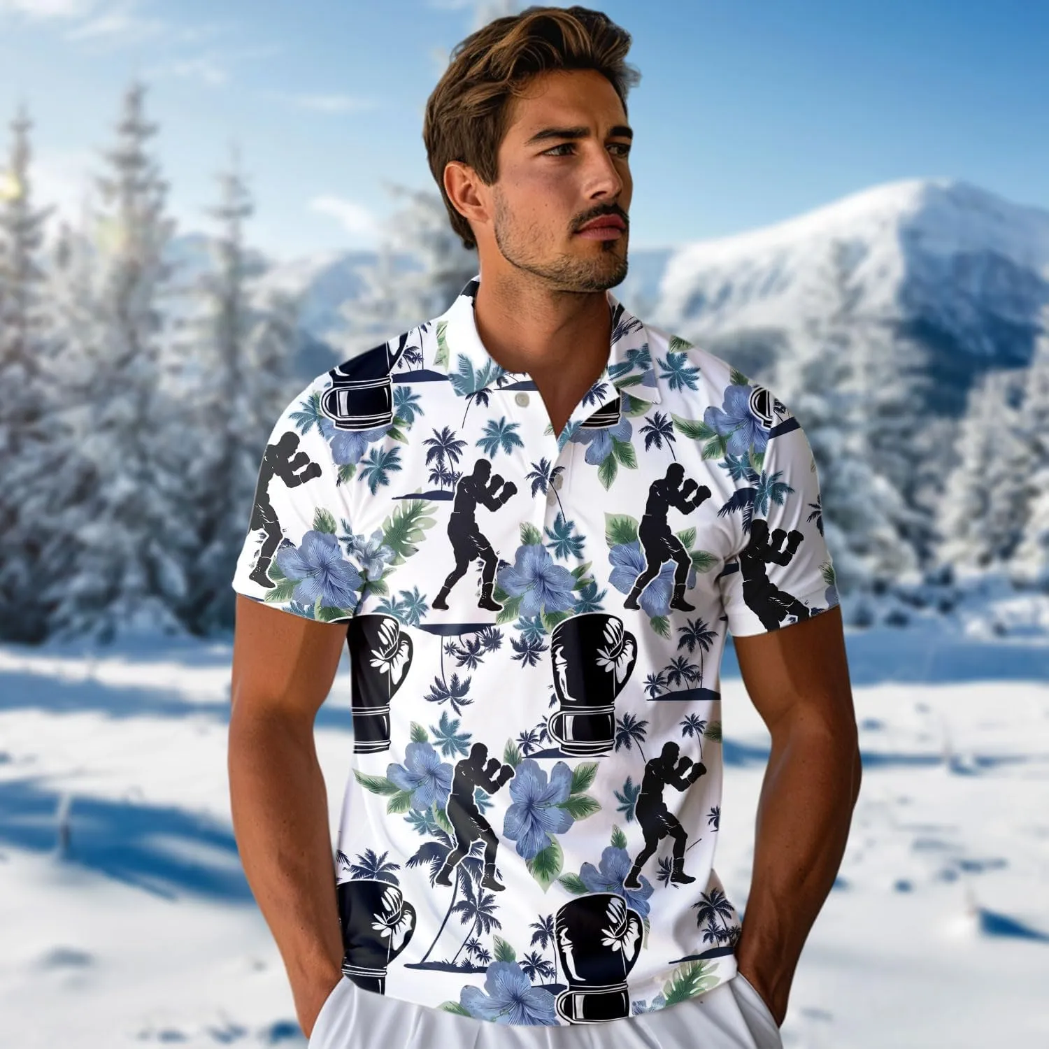 US Sport Polo Shirts for Men - Boxing Men's Regular Fit Quick Dry Golf Polo Shirt Series 11