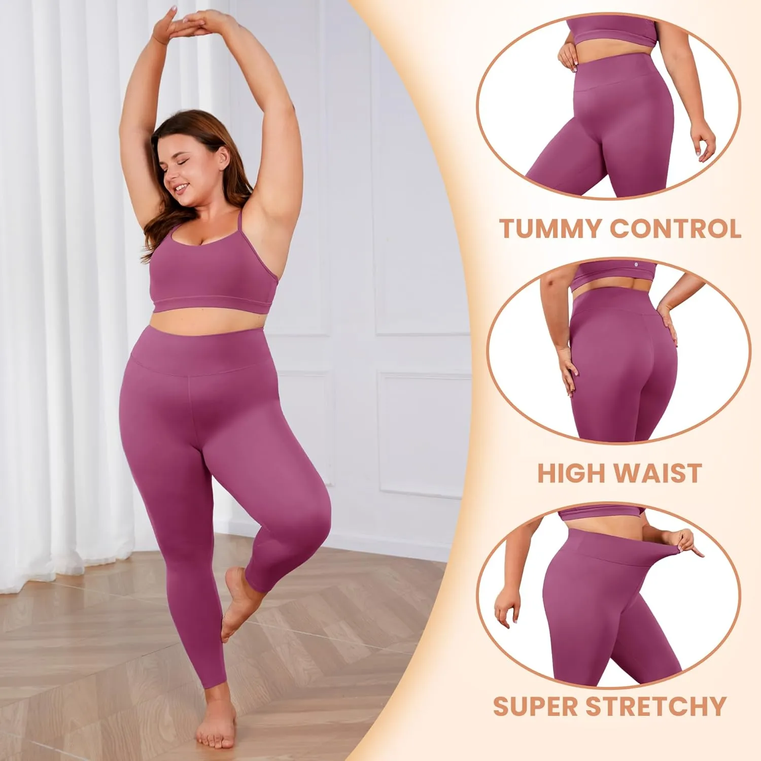 VALANDY Creamlush Plus Size Leggings for Women-High Waisted Tummy Control Buttery Soft Yoga Pants