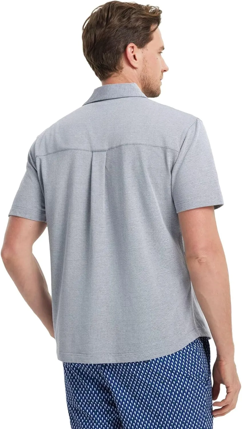 VEBOON Men's Short Sleeve Button Down Shirts Cotton Lightweight Stretch Moisture Wicking Dress Shirt with Pocket