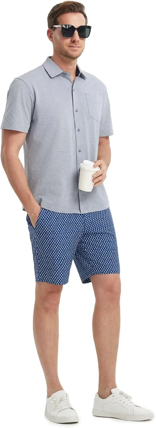 VEBOON Men's Short Sleeve Button Down Shirts Cotton Lightweight Stretch Moisture Wicking Dress Shirt with Pocket