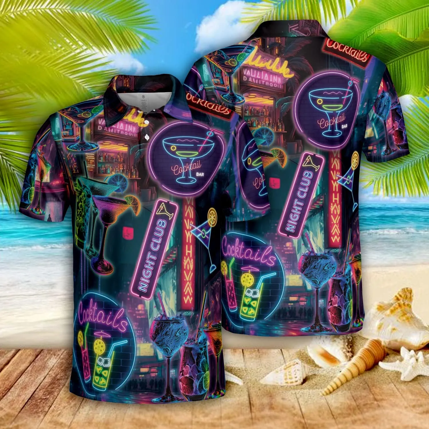 Vibing Cocktail Golf Polo Shirts for Men Women - Drinks Mens Polo Shirt Short Sleeve Golf Shirts Dry Fit Tennis T-Shirt S3