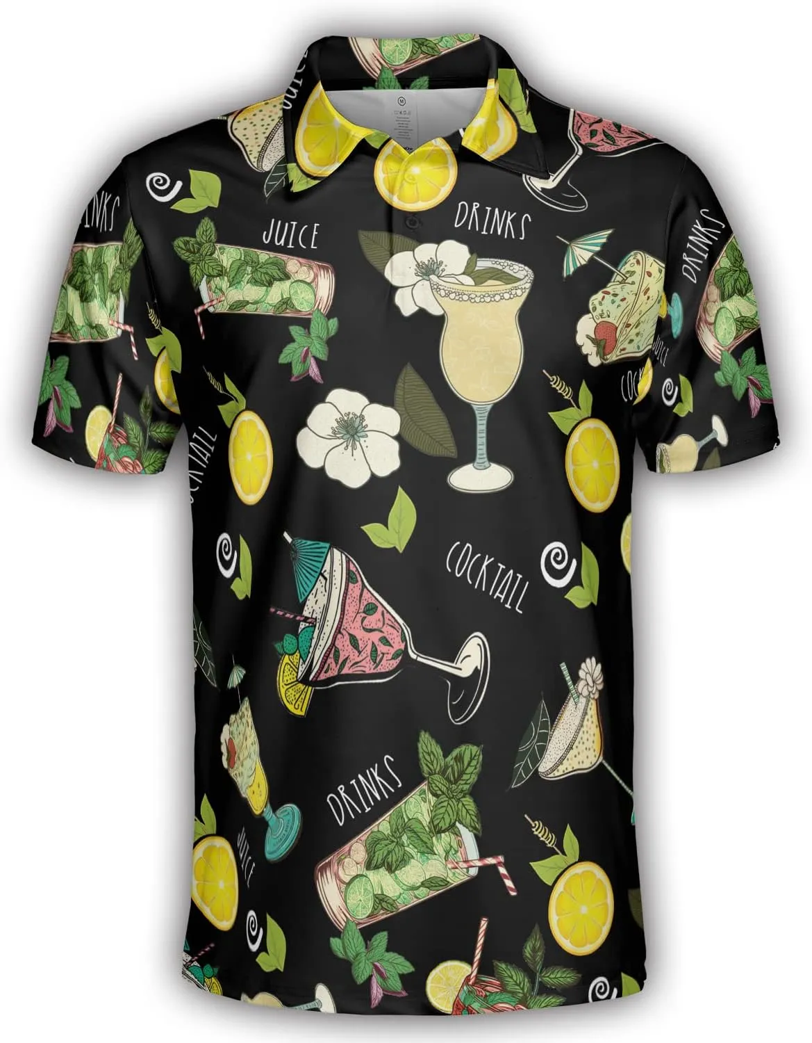 Vibing Cocktail Golf Polo Shirts for Men Women - Drinks Mens Polo Shirt Short Sleeve Golf Shirts Dry Fit Tennis T-Shirt S3
