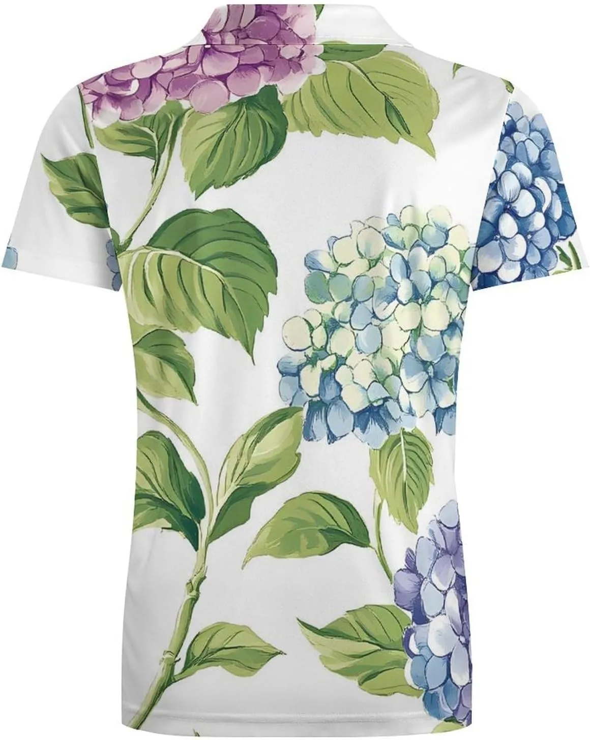 Watercolors Hydrangeas Flowers Men's Polo-Shirt Regular-Fit Short Sleeve Sports Quick Dry Golf Tennis T-Shirt