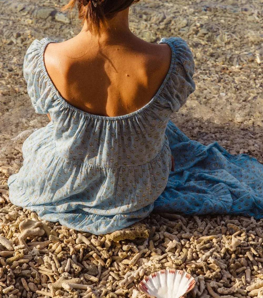 Woman Floral Puff Sleeve Maxi Dress Square Neck Ruffle Flowy Long Dresses Boho Tiered A Line Summer Sundress