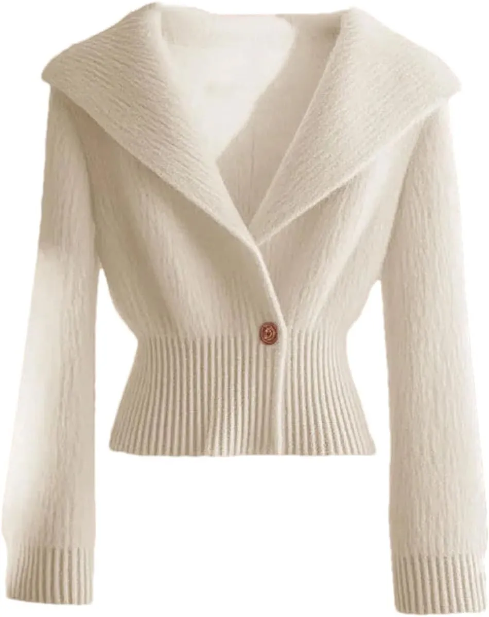Women Long Sleeve V-Neck Slim Fit Button Knitted Cardigan Sweater