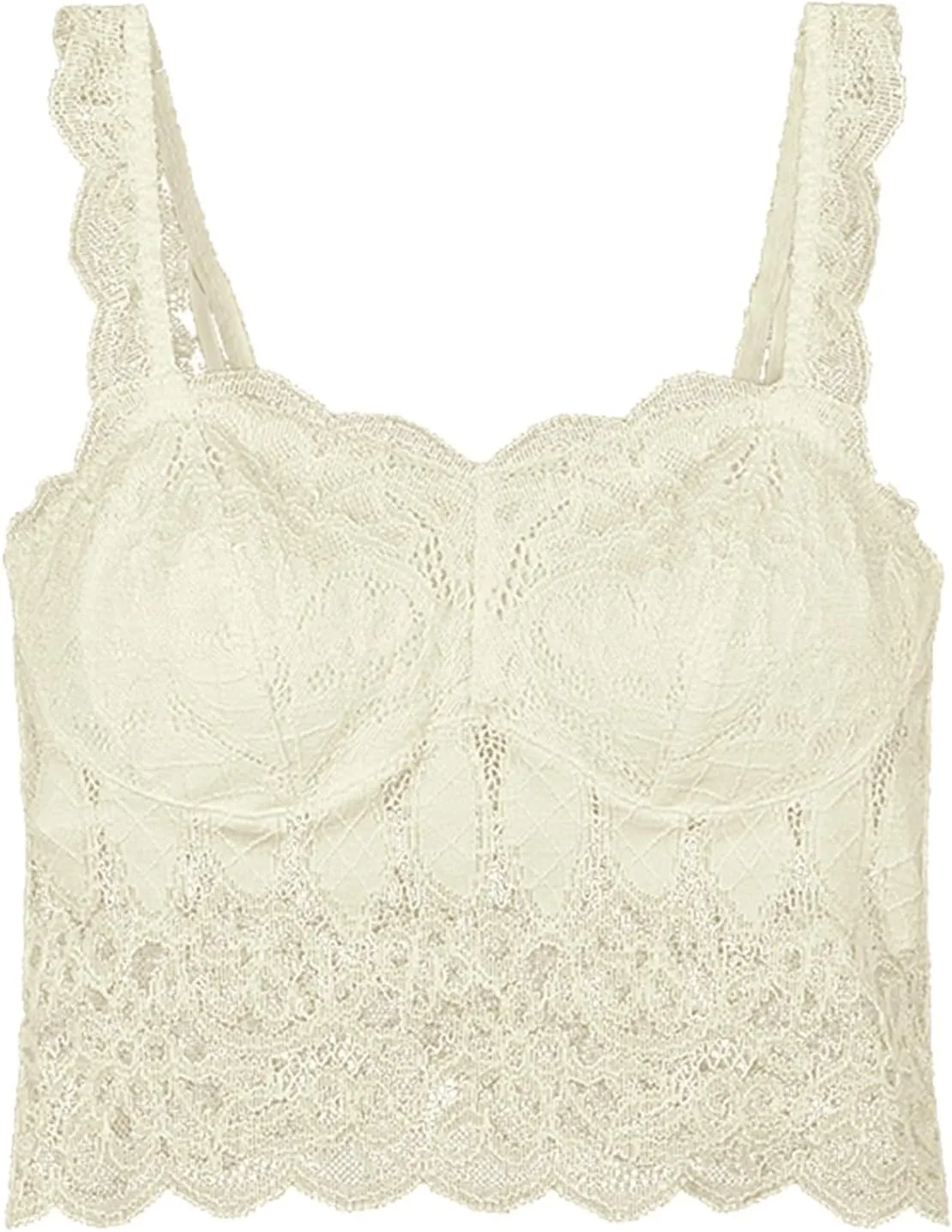 Women White Lace Mesh Tank Top Young Girls Built in Bras Outside Camisole Breathable Stretch Underwear Summer