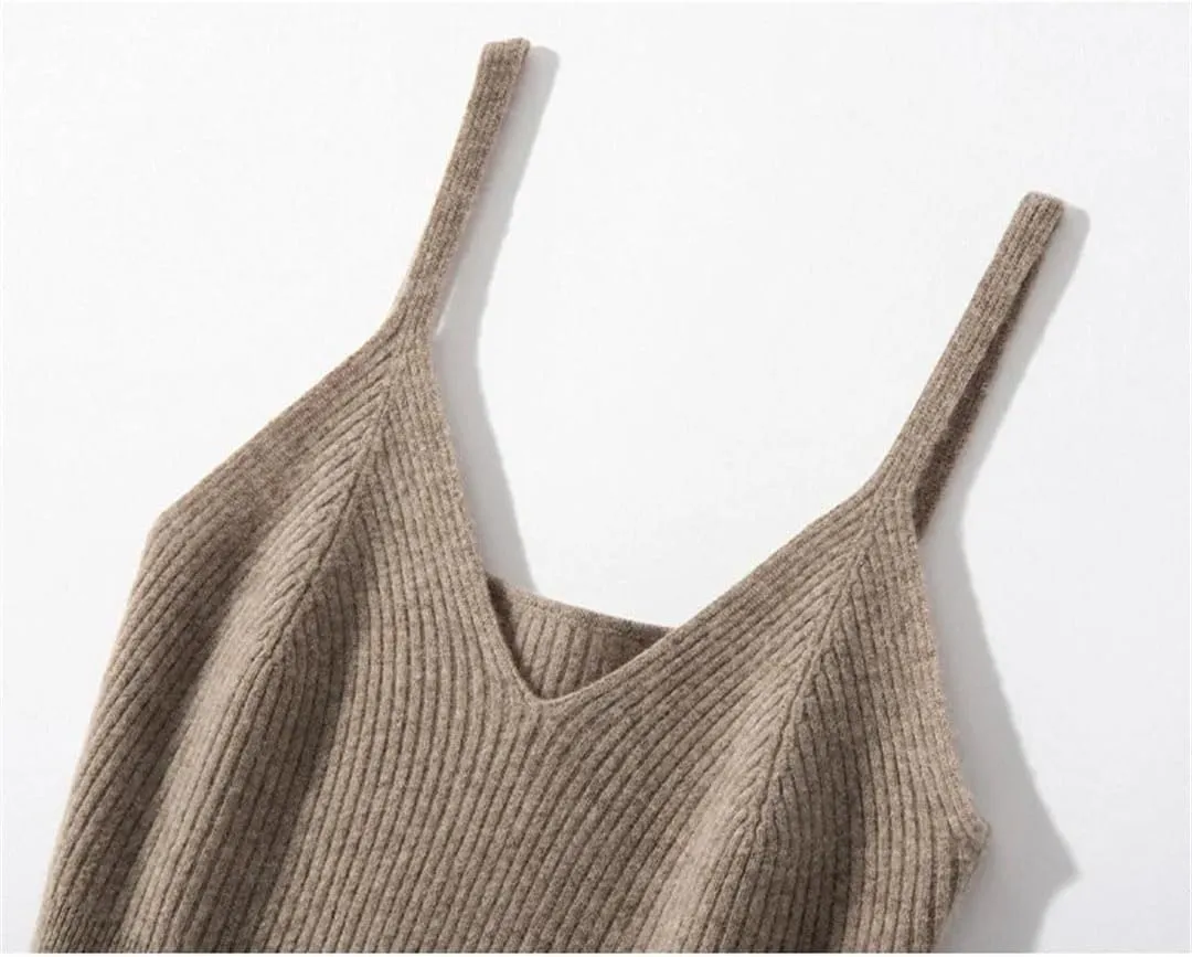 Women's Cashmere Interior with Knitted Base Camisole Vest