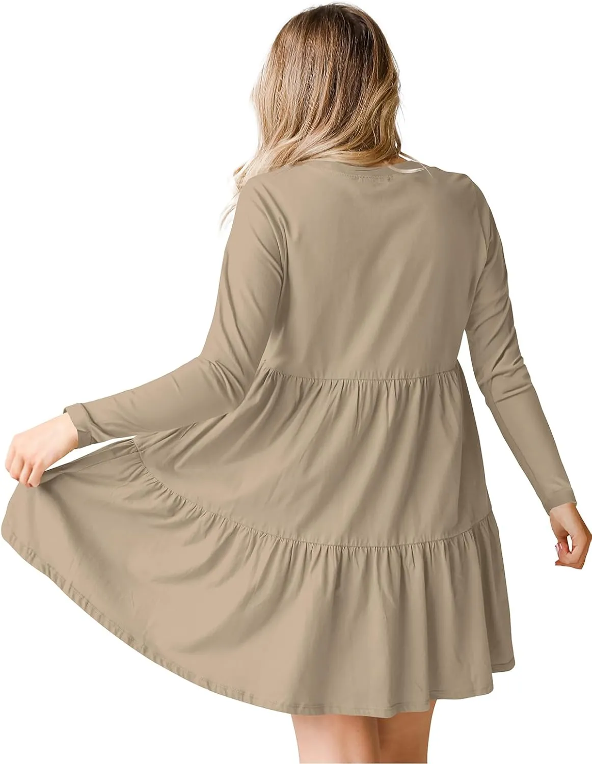Women's Casual Summer T Shirt Dresses Round Neck Short Sleeve Cute Tiered Loose Flowy Short Dress