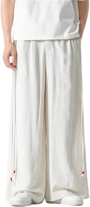 Women's Cotton Street Trousers, Japanese Casual Wide-Leg Pants, Solid Color Harajuku Harem Pants