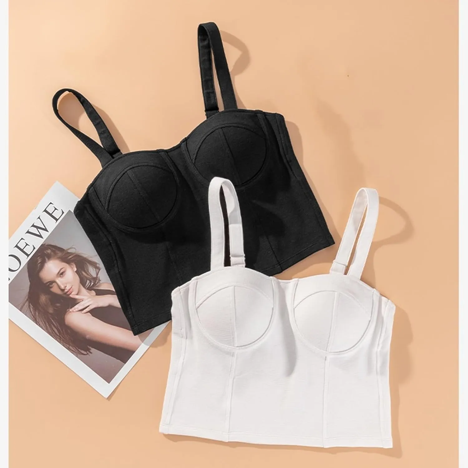 Women's Crop Tank Tops with Built in Bras Summer Sexy Backless Camisole Adjustable Strap Going Out Basic Camisole