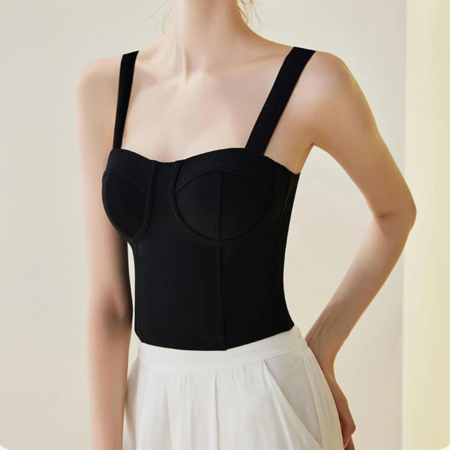 Women's Crop Tank Tops with Built in Bras Summer Sexy Backless Camisole Adjustable Strap Going Out Basic Camisole