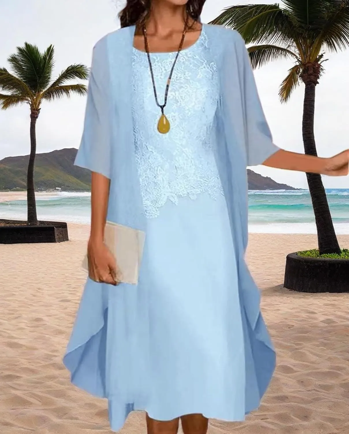 Womens Floral Print Midi Dress with Chiffon Cardigan Plus Size Sleeveless Two Piece Set for Wedding Guest Attire