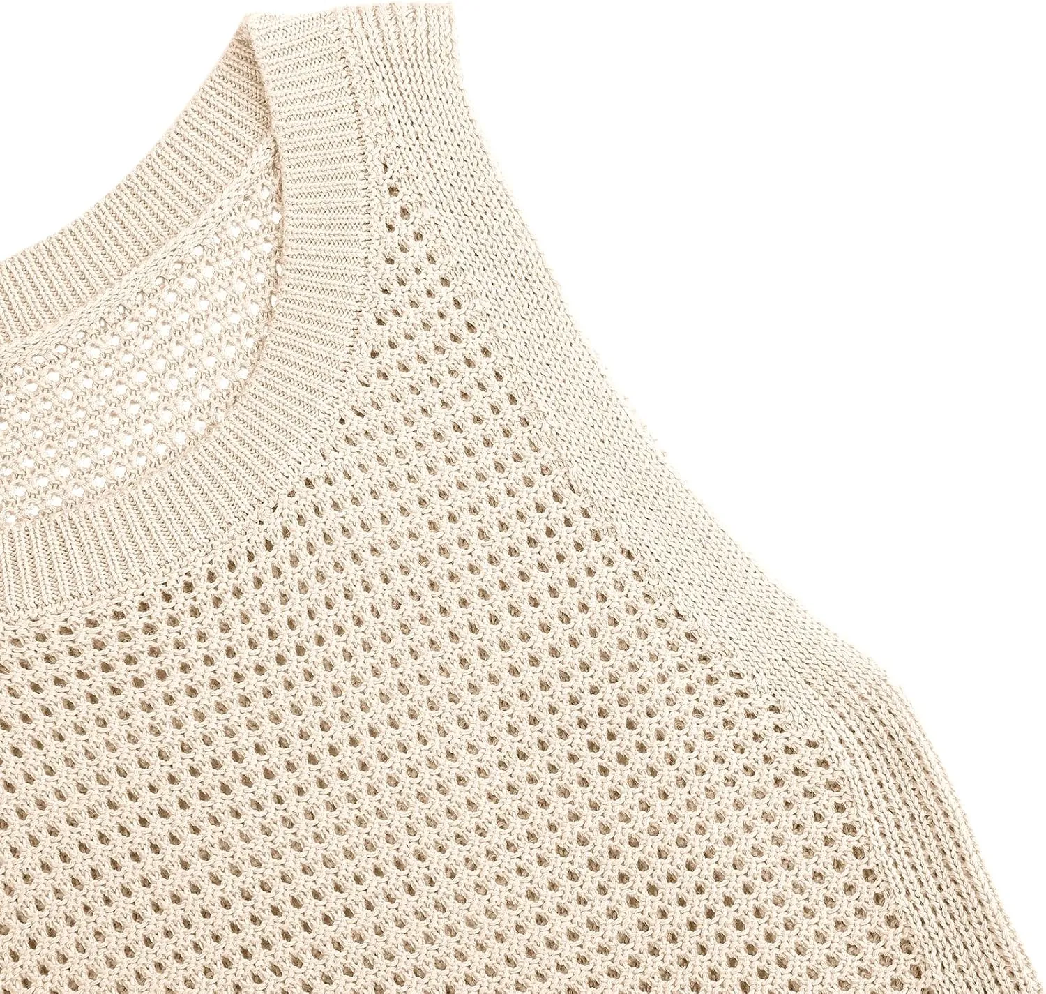 Womens Knit Sweater Vest Summer Tank Tops Round Neck Crochet Hollow Out Sleeveless Crop Top