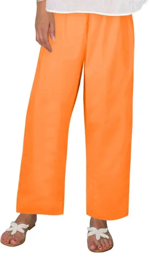 Womens Linen Casual Pants Winter Linen Business Capris with Pockets Wide Leg Straight Leg