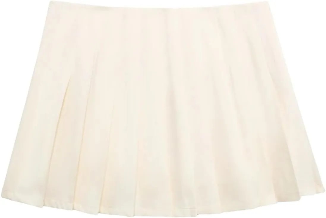 Women's Mini Skirts Vintage High Waist Pleated Side Zipper Party Solid Short Skirts