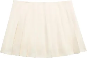 Women's Mini Skirts Vintage High Waist Pleated Side Zipper Party Solid Short Skirts