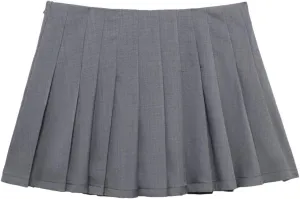Women's Mini Skirts Vintage High Waist Pleated Side Zipper Party Solid Short Skirts