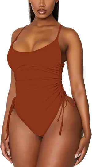 Women's One Piece Swimsuit Tummy Control Ruched Swimwear Cheeky High Cut Monokini Bathing Suit