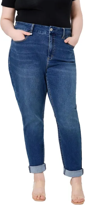 Women's Plus Size Jeans High Rise Skinny Stretchy Jean with Pockets Tummy Control Denim Pants Trendy