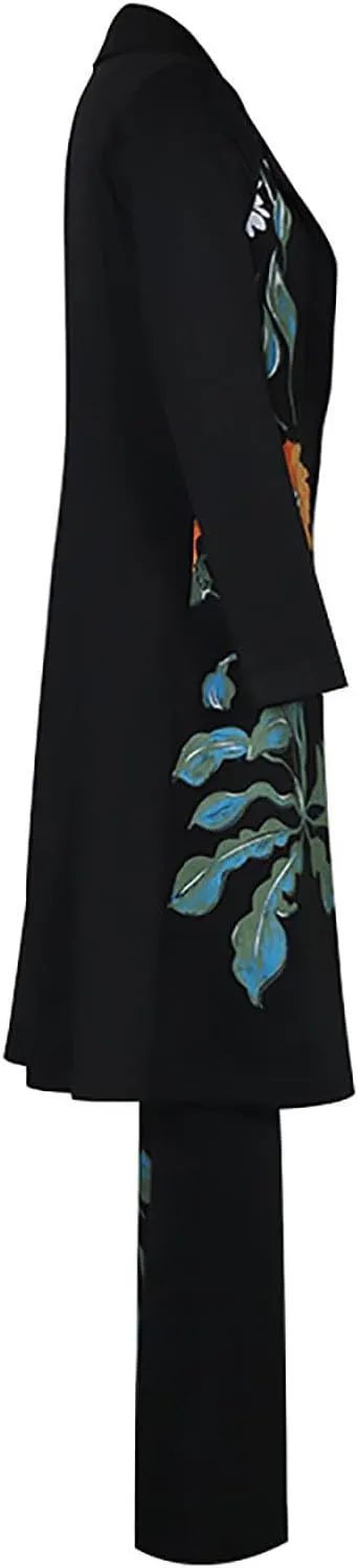 Women's Suit 3 Piece Set Fashion Floral Print Business Casual Outfits Long Blazer Jacket Matching Bras and Pants