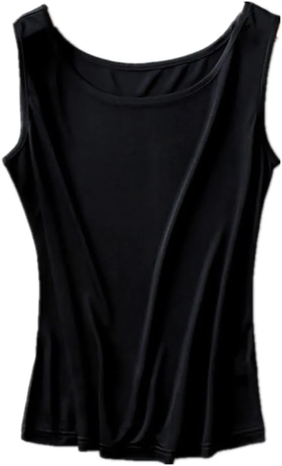 Womens Tank Top Silk Under Shirts Crewneck Basic Undershirts Sleeveless Shirt Loose Fit