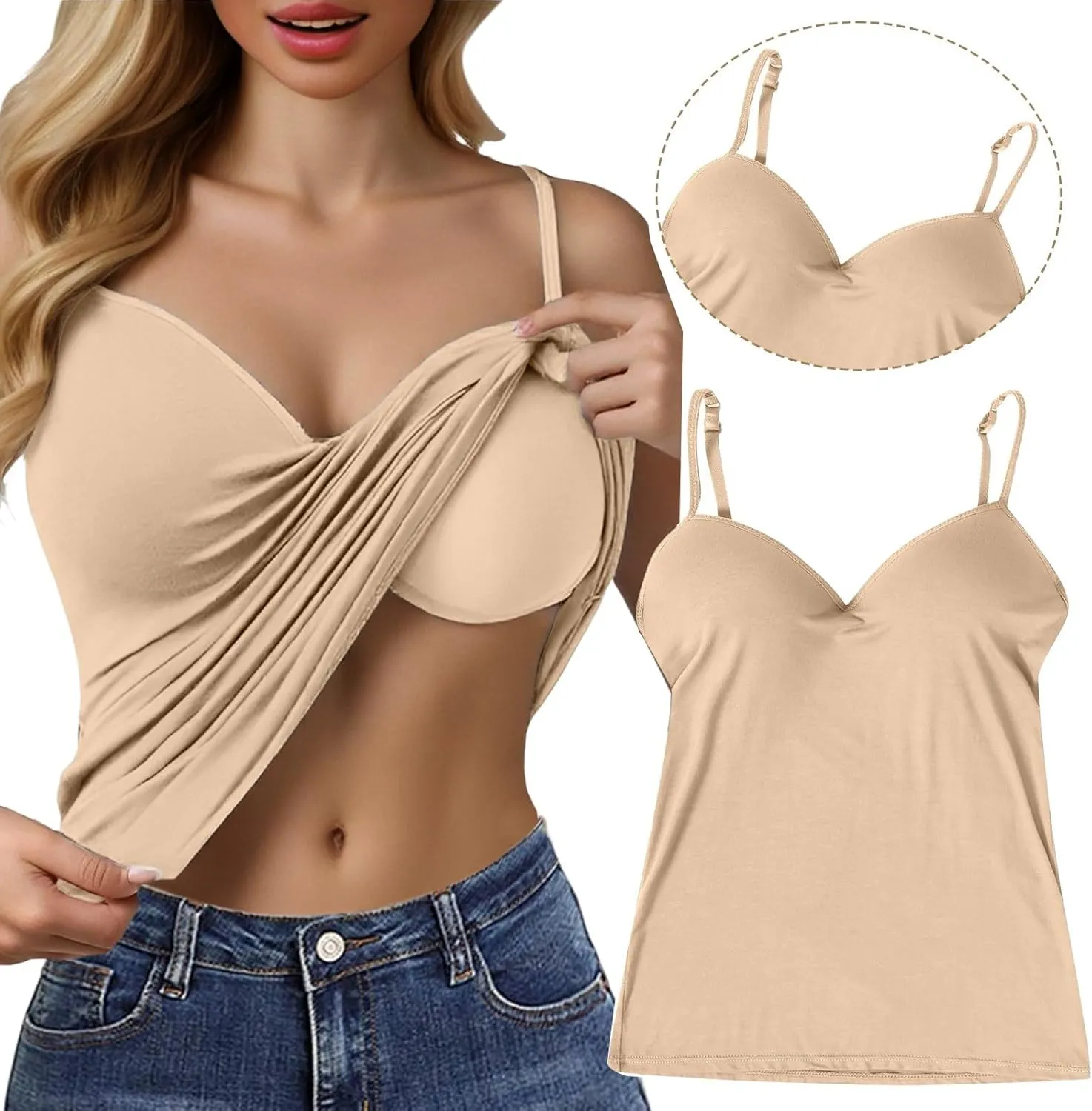 Womens Tank Tops with Built in Bra Summer Basic Padded Yoga Shirt Shelf Bras Workout Camisole Casual Undershirt