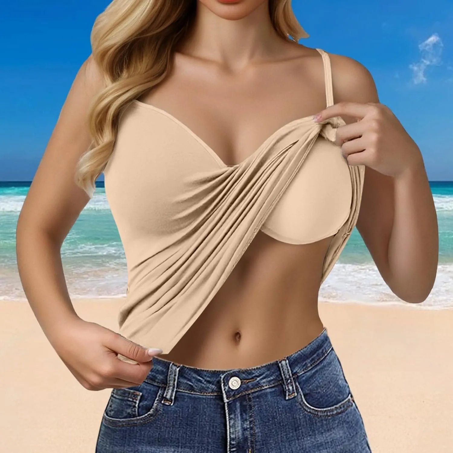 Womens Tank Tops with Built in Bra Summer Basic Padded Yoga Shirt Shelf Bras Workout Camisole Casual Undershirt