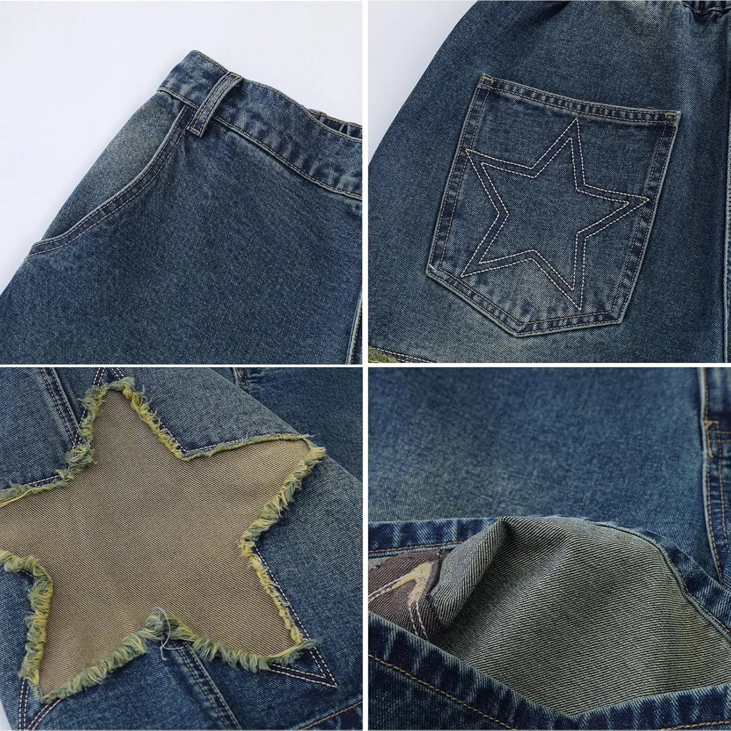 Women's Y2K Star Pants Elastic Waist Drawstring Casual Sporty Baggy Shorts with Pockets