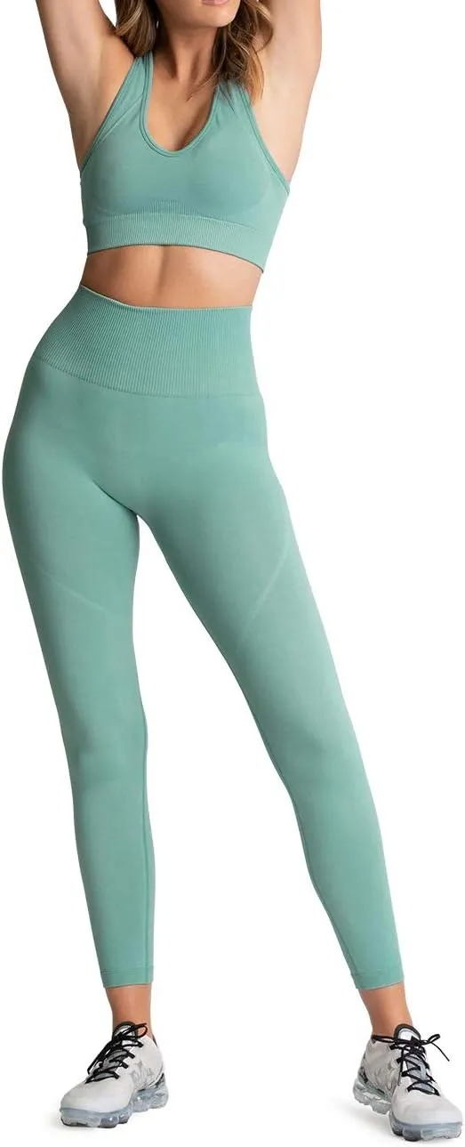Women's Yoga Outfits 2 Piece High Waisted Leggings with Sports Bra Gym Clothes Sets