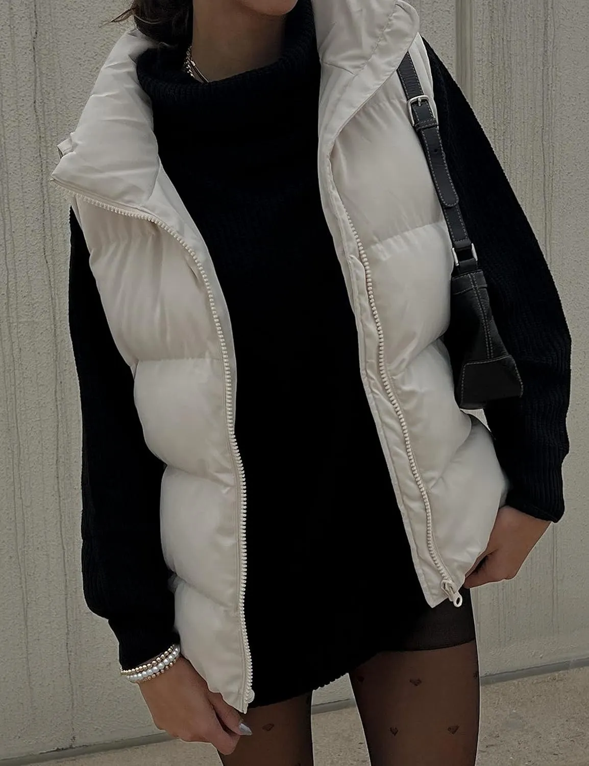 Xiaoxuemeng Womens Puffer Vest Collared Sleeveless Zip Up Padded Gilet Jacket Outwear
