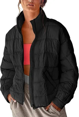 Xiaoxuemeng Womens Quilted Puffer Jacket Zip Up Lightweight Padded Coat Outwear